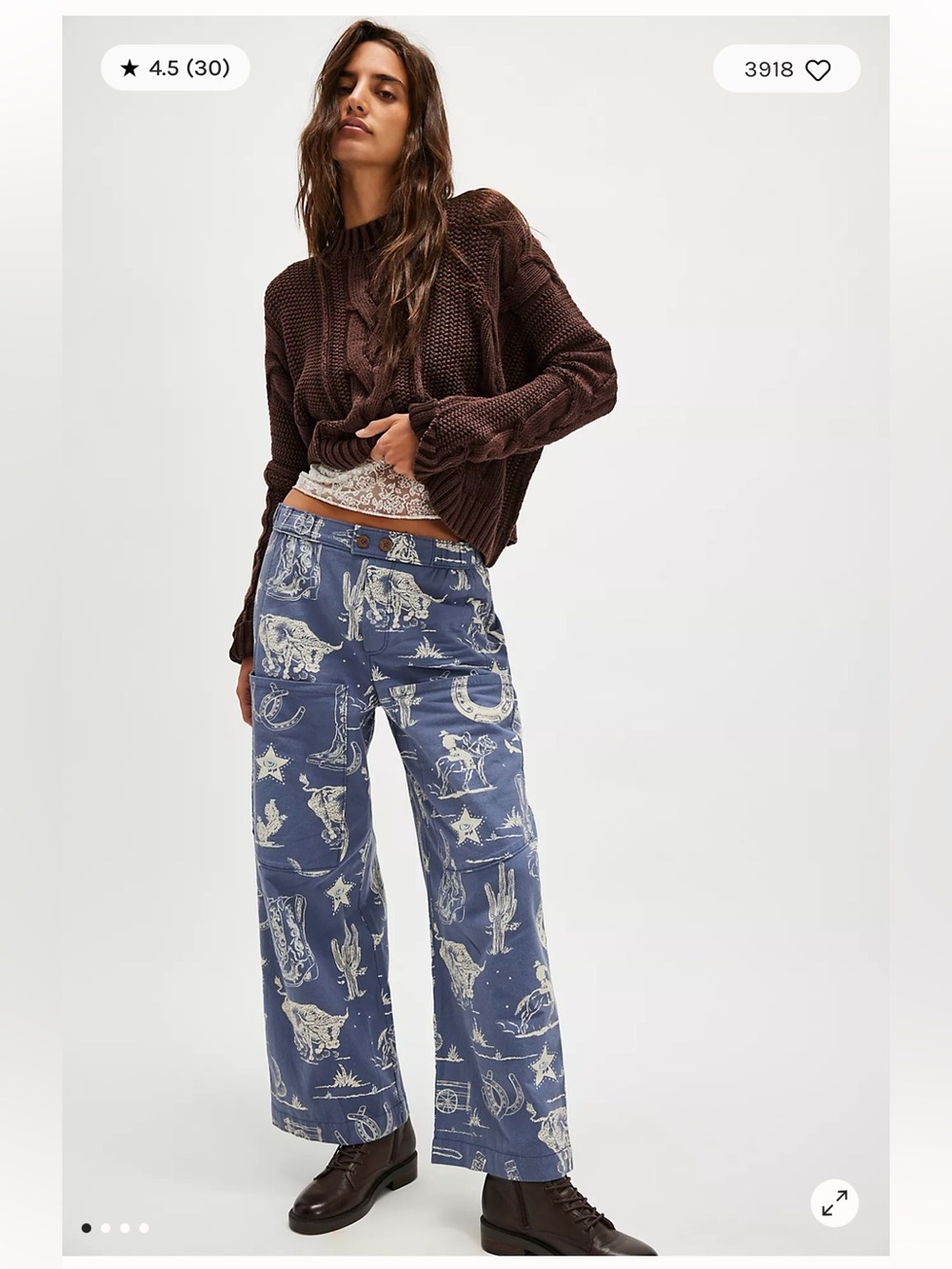 We The Free Tee and Seaside pull on pant in Indigo-Rodeo Time . Free People
